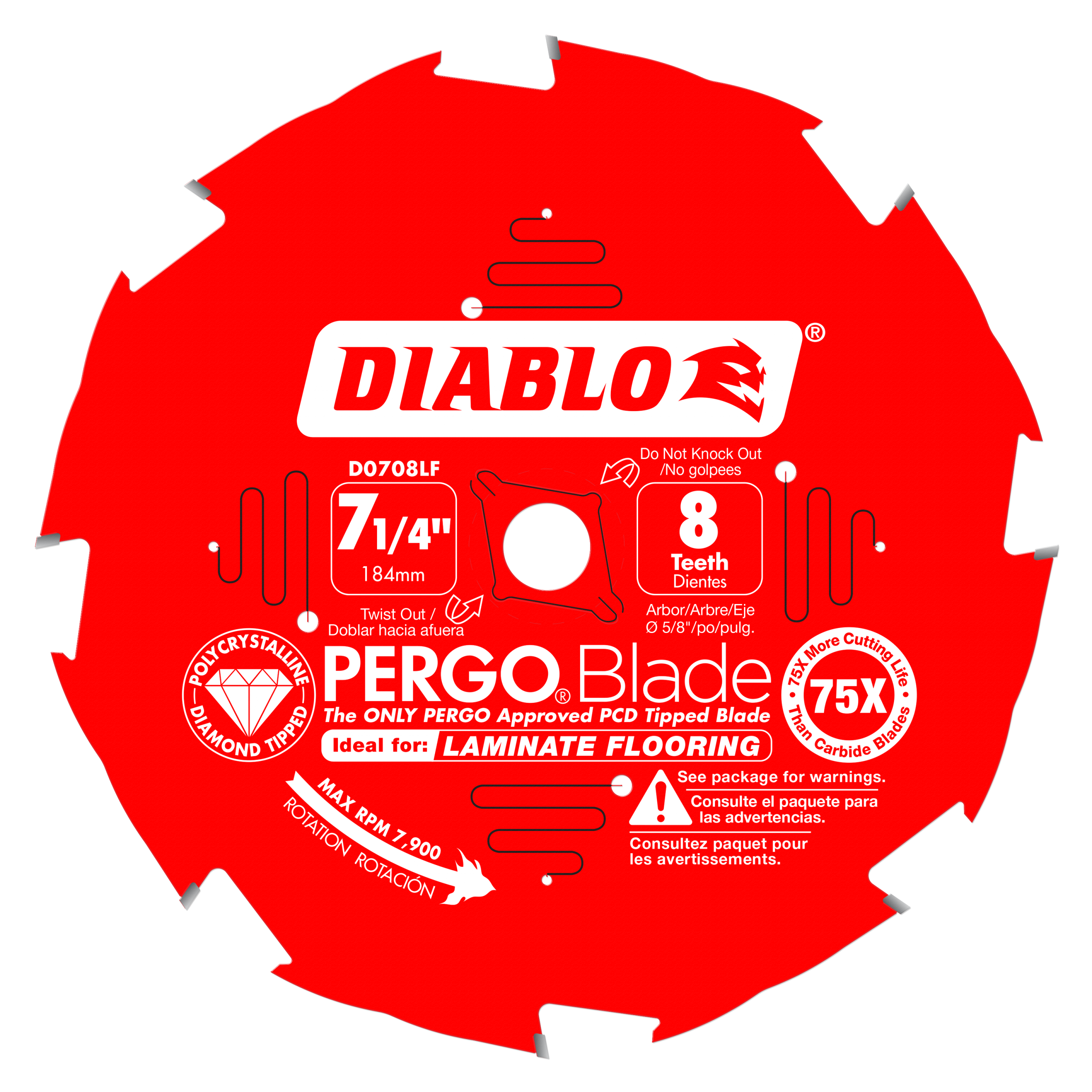 Diablo D0708LF 7-1/4" x 8-Teeth PERGOBlade Saw Blade for Laminate and Wood Flooring