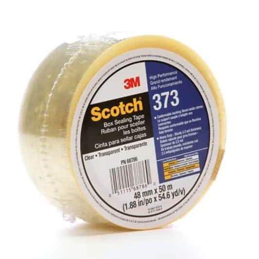Scotch Box Sealing Tape 373, Clear, 48 mm x 50 m, 36/Case, Individually Wrapped Conveniently Packaged