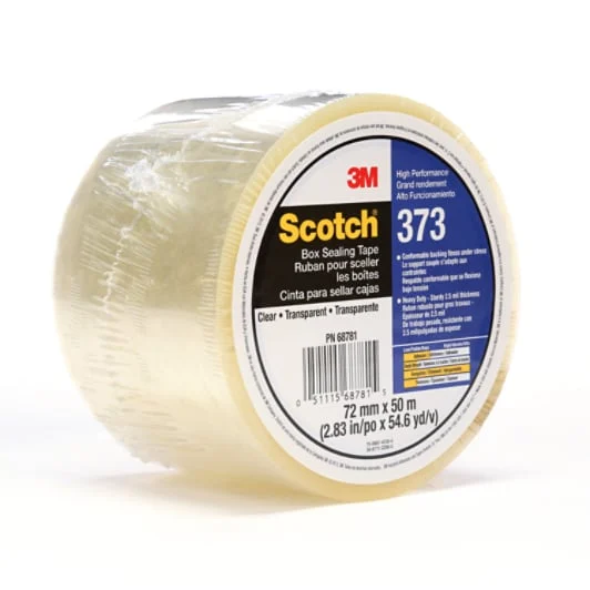 Scotch Box Sealing Tape 373, Clear, 72mm x 50m, 24/Case, Individually Wrapped Conveniently Packaged