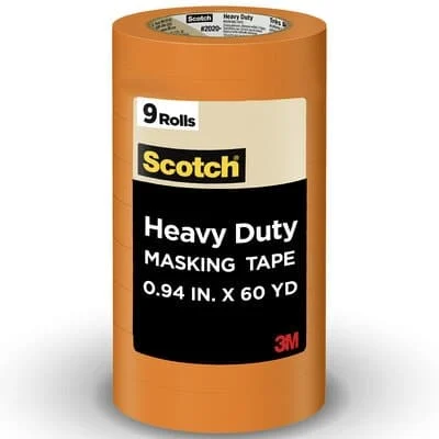 Scotch Heavy Duty Masking Tape 2020+-24AP9, 0.94 in x 60.1 yd (24mm x 55m), 9 rolls/pack