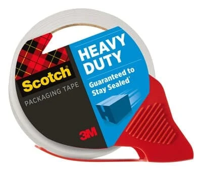 Scotch Heavy Duty Shipping Packaging Tape 3850-RD-12WC, 1.88 in x 54.6 yd (48 mm x 50 m), Refillable Dispenser