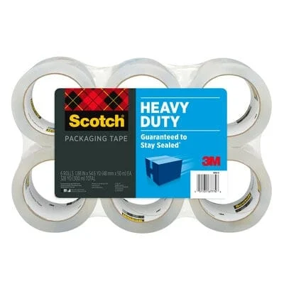 Scotch Heavy Duty Shipping Packaging Tape 3850S-6, 1.88 in x 38.2 yd (48 mm x 35 m), 6 Pack