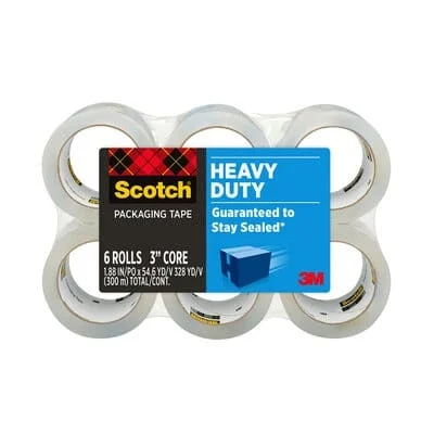 Scotch Packaging Tape 3850-6-EF, 1.88 in x 54.6 yd (48mm x 50 m) Heavy Duty Shipping, 6 Pack