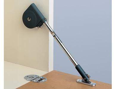 Soft-Down Flap Door Lid Stay With Catch - 25/32" Thick Doors - Black - Sold Individually