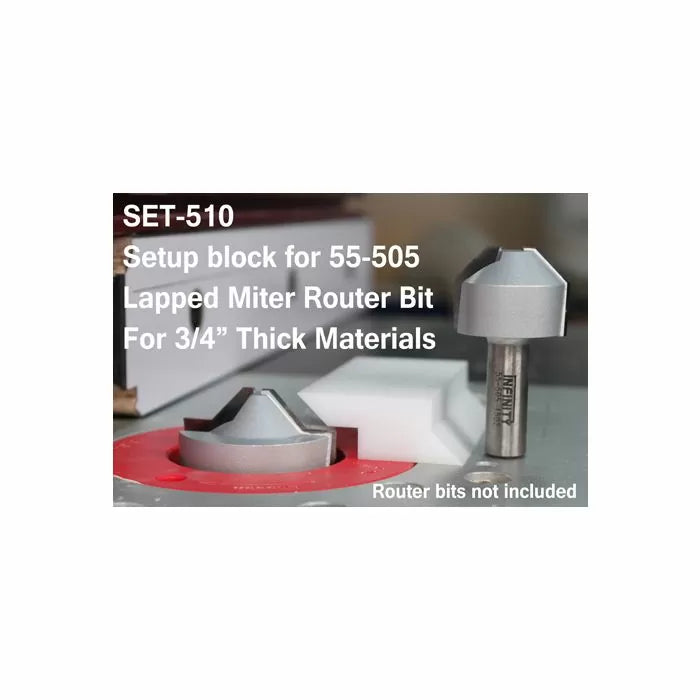 Infinity Tools Setup Block For 55-505, Lapped Miter Router Bit Set - 3/4" Material