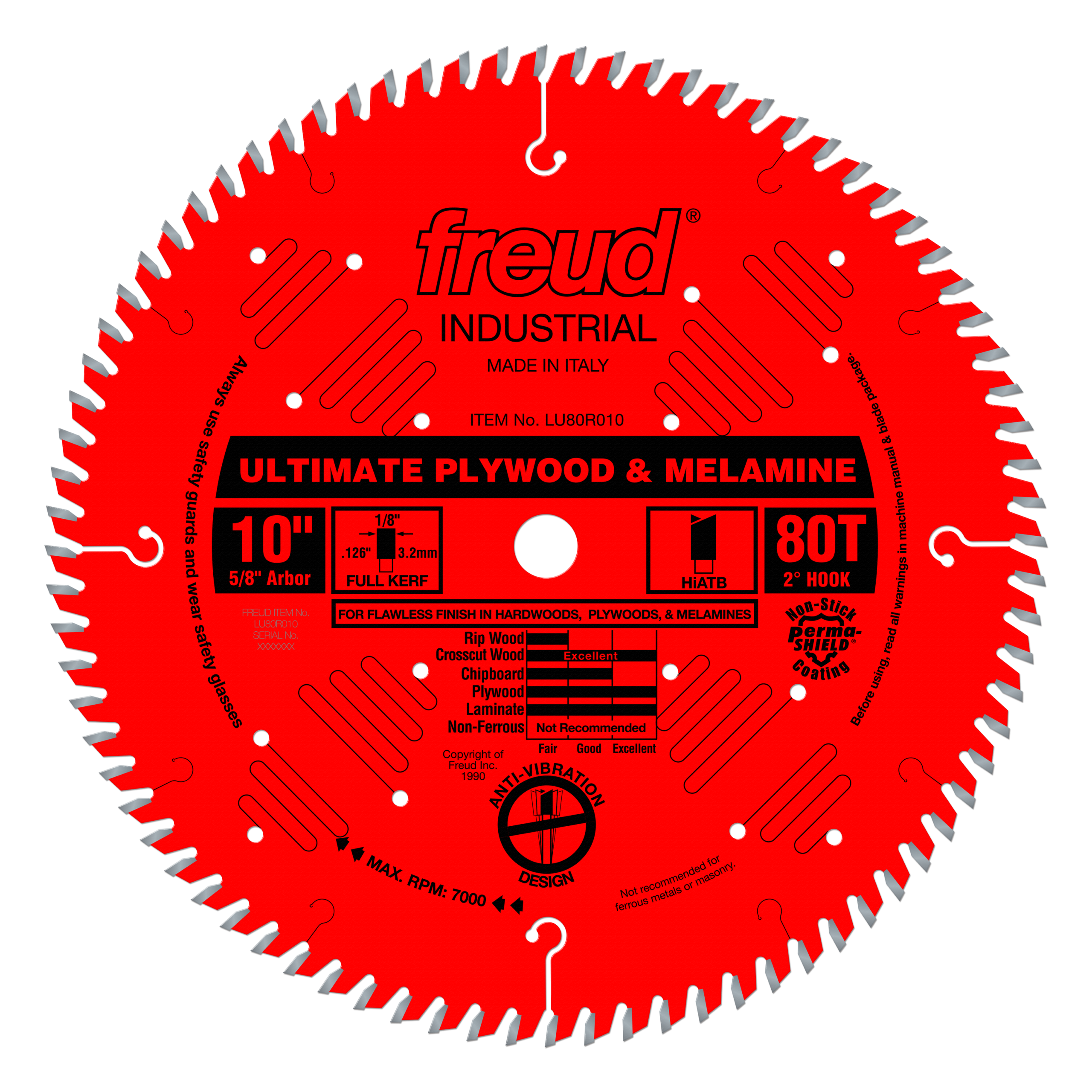 Freud LU80R010: 10" x 80 Tooth Ultimate Plywood & Melamine Blade