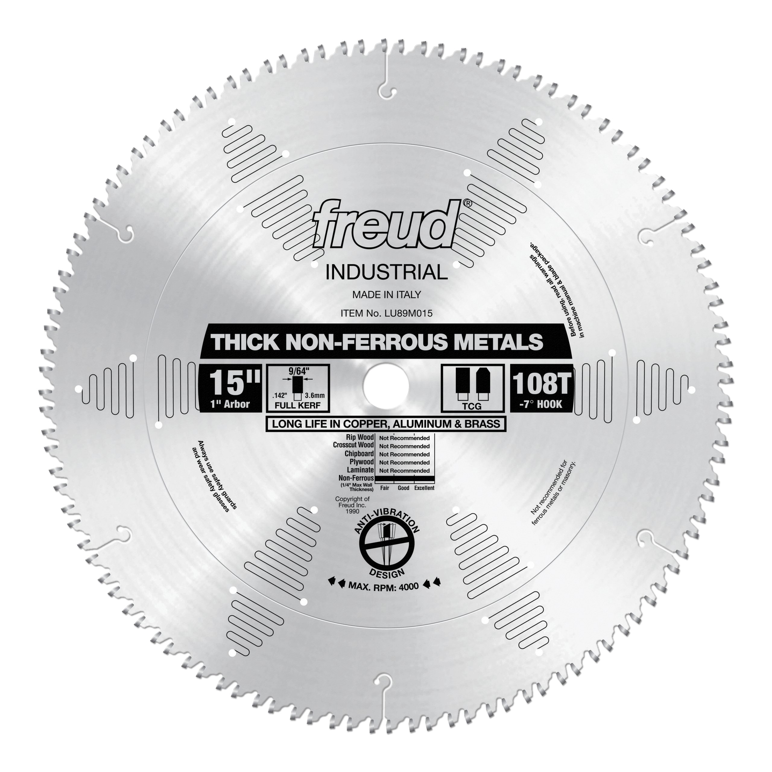 Freud LU89M015 15" Thick Stock Aluminum Metal Blade