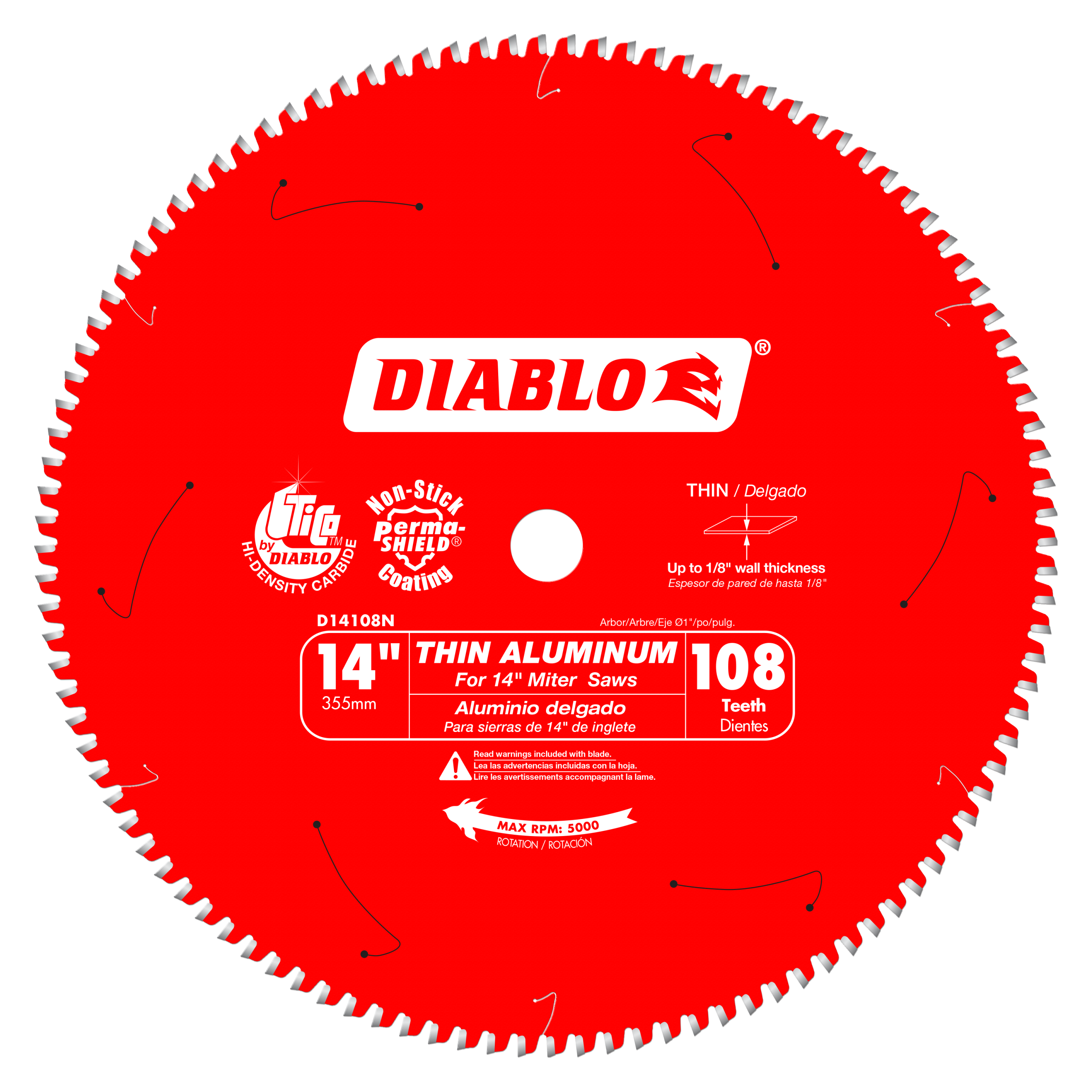 Diablo D14108N 14 Inch x 108 Tooth Thin Aluminum Cutting Saw Blade