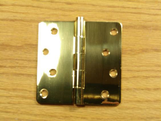 Polished Brass Finish Hinges Solid Brass 4" X 4" With 1/4" Radius Corners - Sold In Pairs