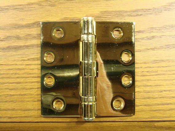 Polished Brass Finish Hinges Solid Brass Ball Bearing 4" X 4" With Square Corners - Sold In Pairs