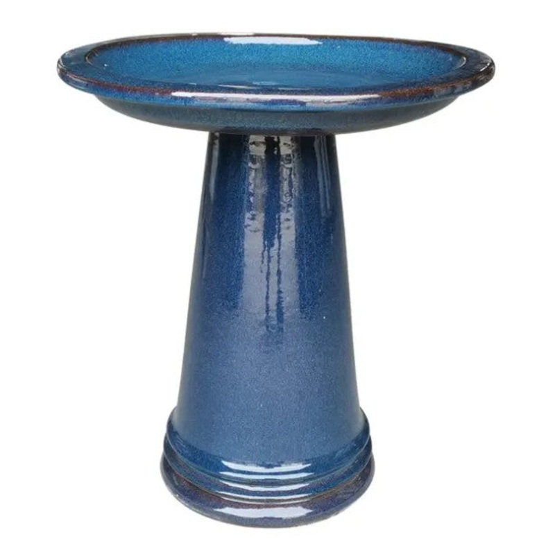 Southern Patio Sariah Bird Bath for Birds to Drink or Clean Deep Sea Blue