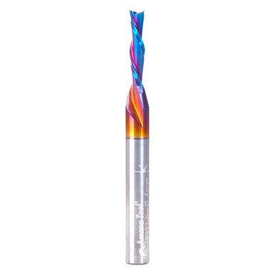 Amana Tool 48211-K SC Spektra Extreme Tool Life Coated Spiral Plunge 4mm Dia x 3/4 CH x 1/4 SHK 2-1/2 Inch Long Down-Cut Router Bit for Drilling Shelf Pin Holes