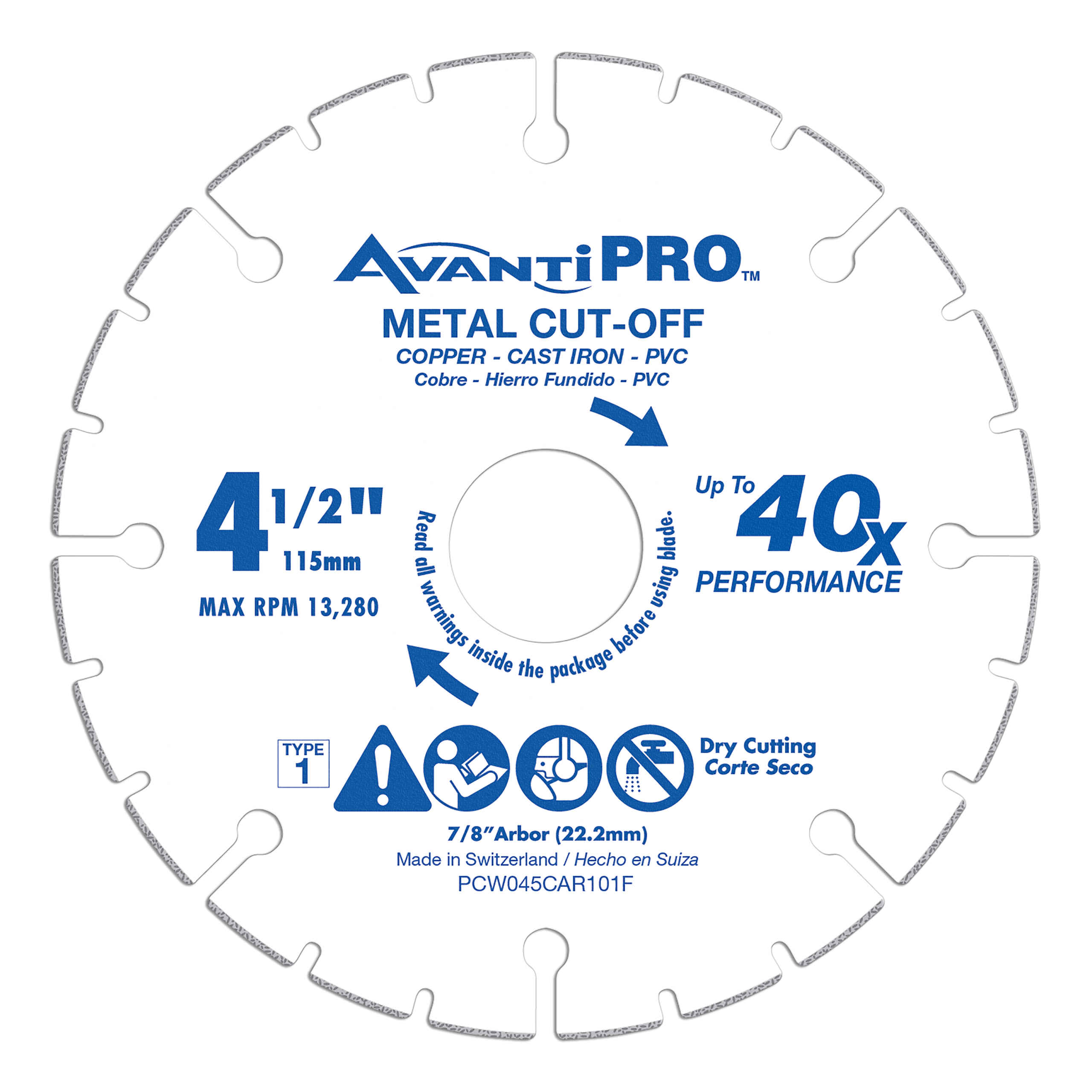AvantiPRO PCW045CAR101F 4.5 in. Carbide Grit Metal Cut-Off Wheel