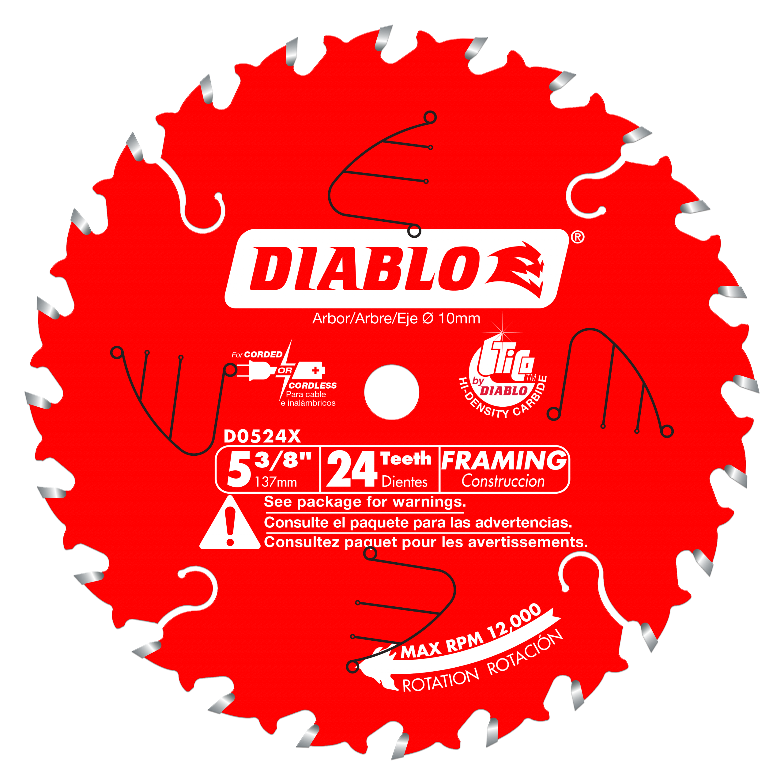 Diablo D0524X 5-3/8" x 24-Teeth Framing Saw Blade for Wood