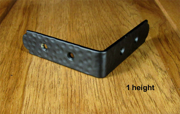 Rustic, hammered Table Edge Corner Bracket - 1" high -Includes Rustic Head screws - Sold Individually