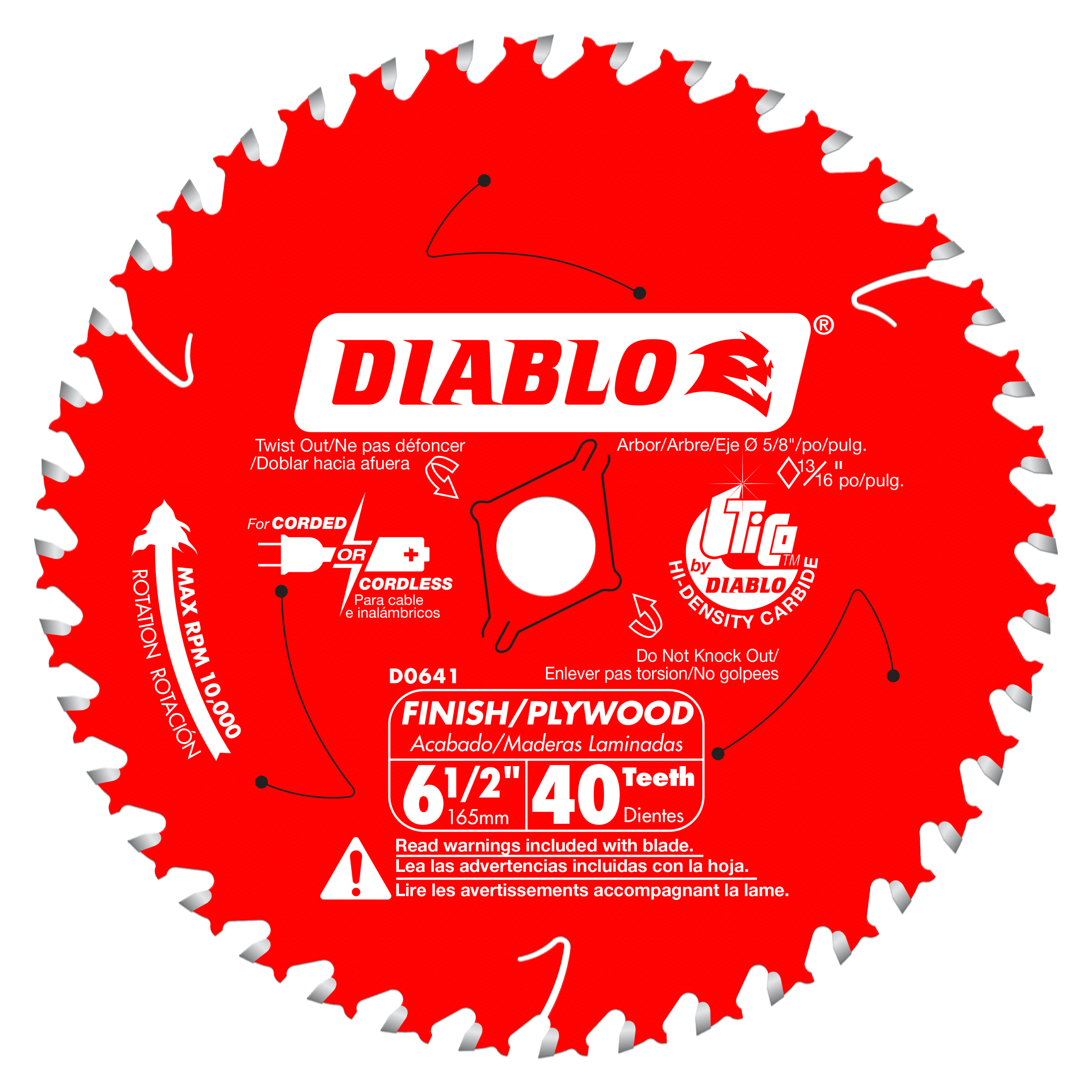 Diablo D0641X 6-1/2" x 40 Tooth Finish Trim Saw Blade