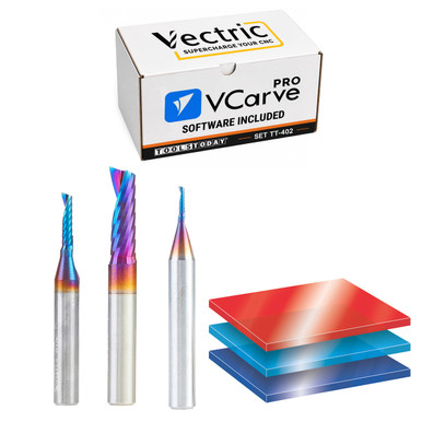 ToolsToday TT-402 CNC Plastic Worker's Vectric V-Carve Pro and 3 Pc.Amana Tool Router Bit Bundle