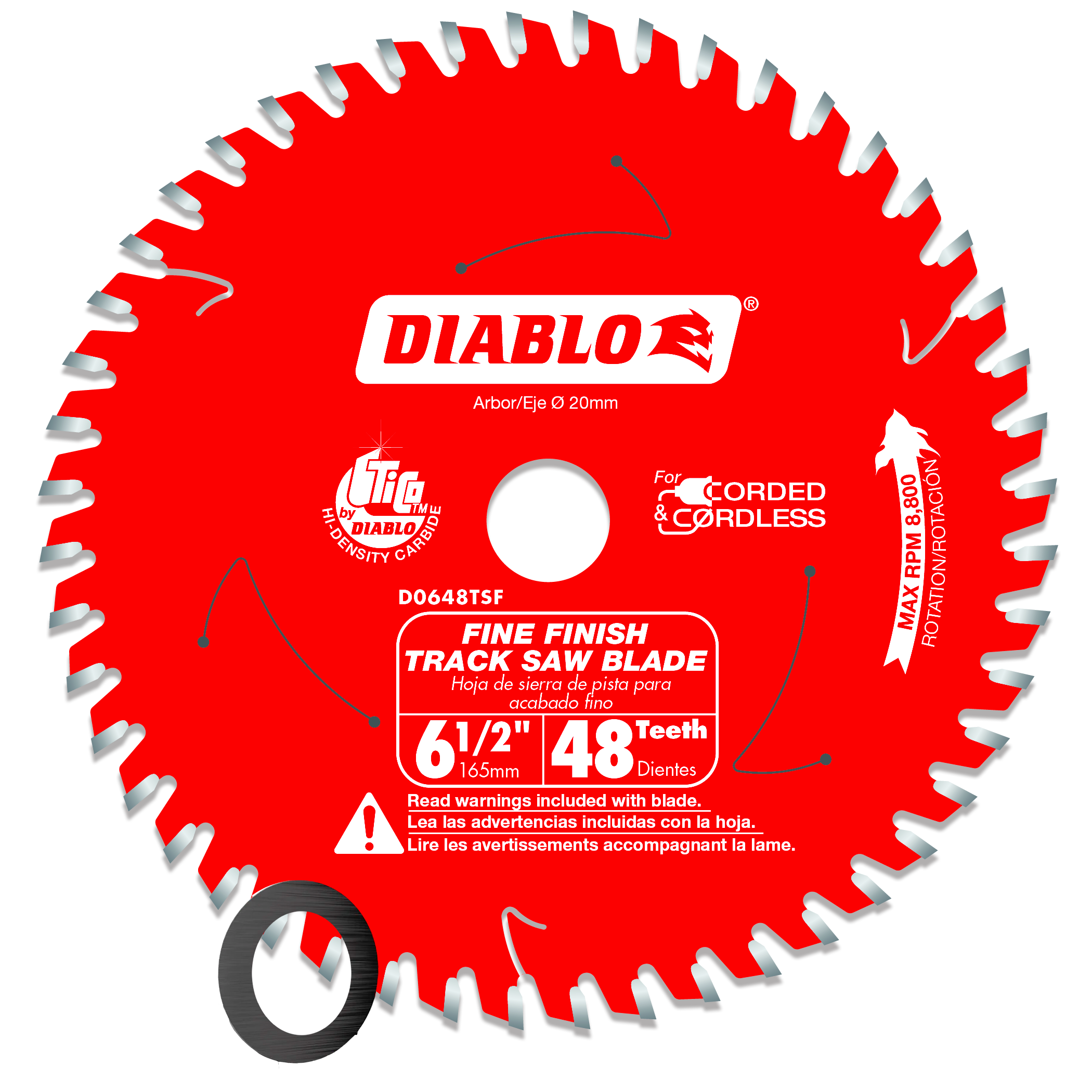 Diablo D0648TSF Diablo 6-1/2" 48-Teeth Track Saw Blade for Fine Finish and Plywood