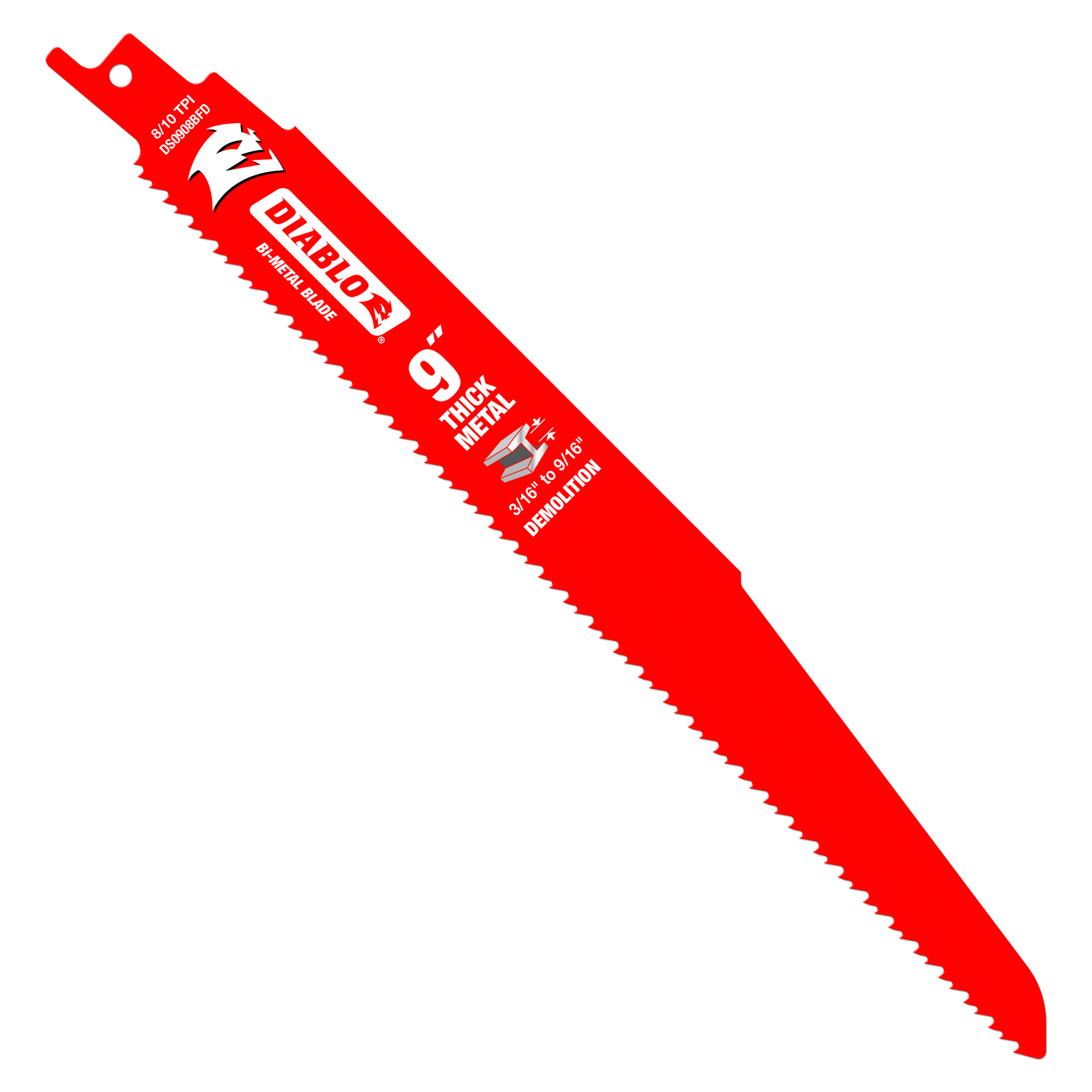Diablo DS0908BFD 9" 8/10TPI Bi-Metal Reciprocating Saw Blade for Thick Metal