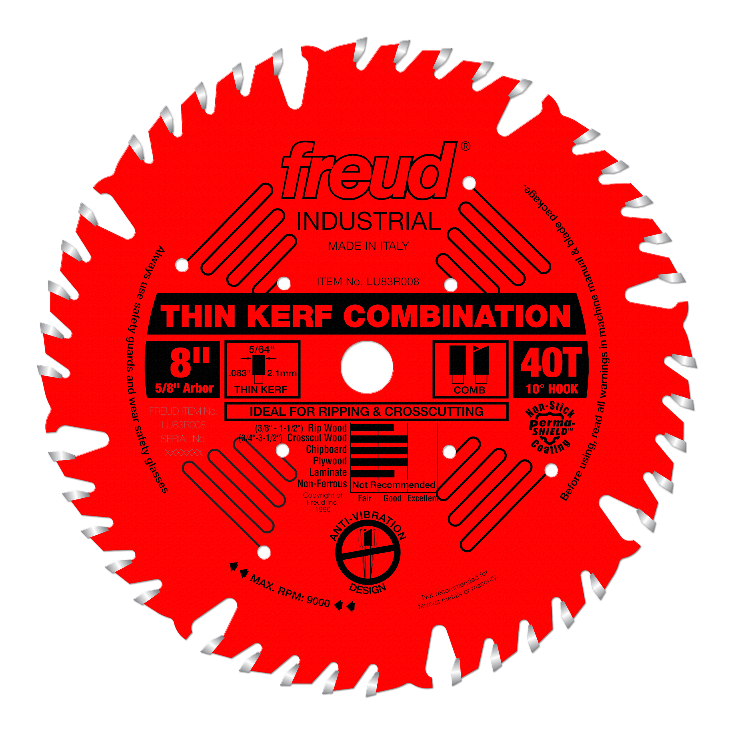 Freud LU83R008 8" Thin Kerf Combination Blade
