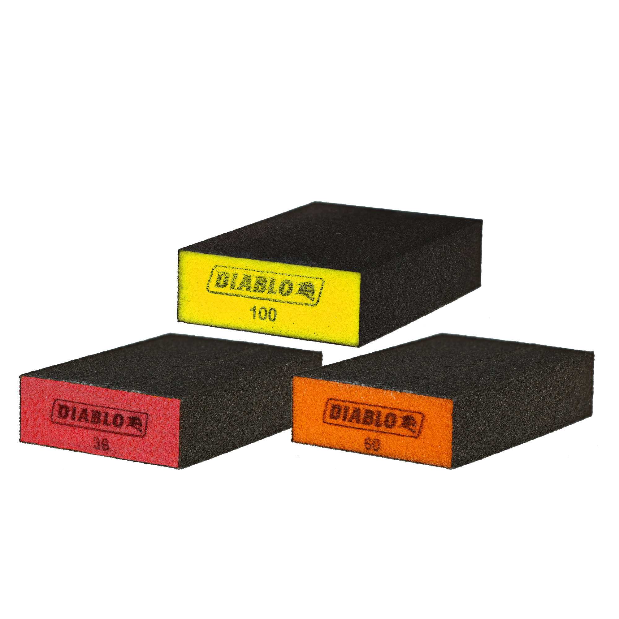 Diablo DFBBLOCAST03G 4" x 2-1/2" x 1" Assorted Flat Edge Sanding Sponges (3-Piece)