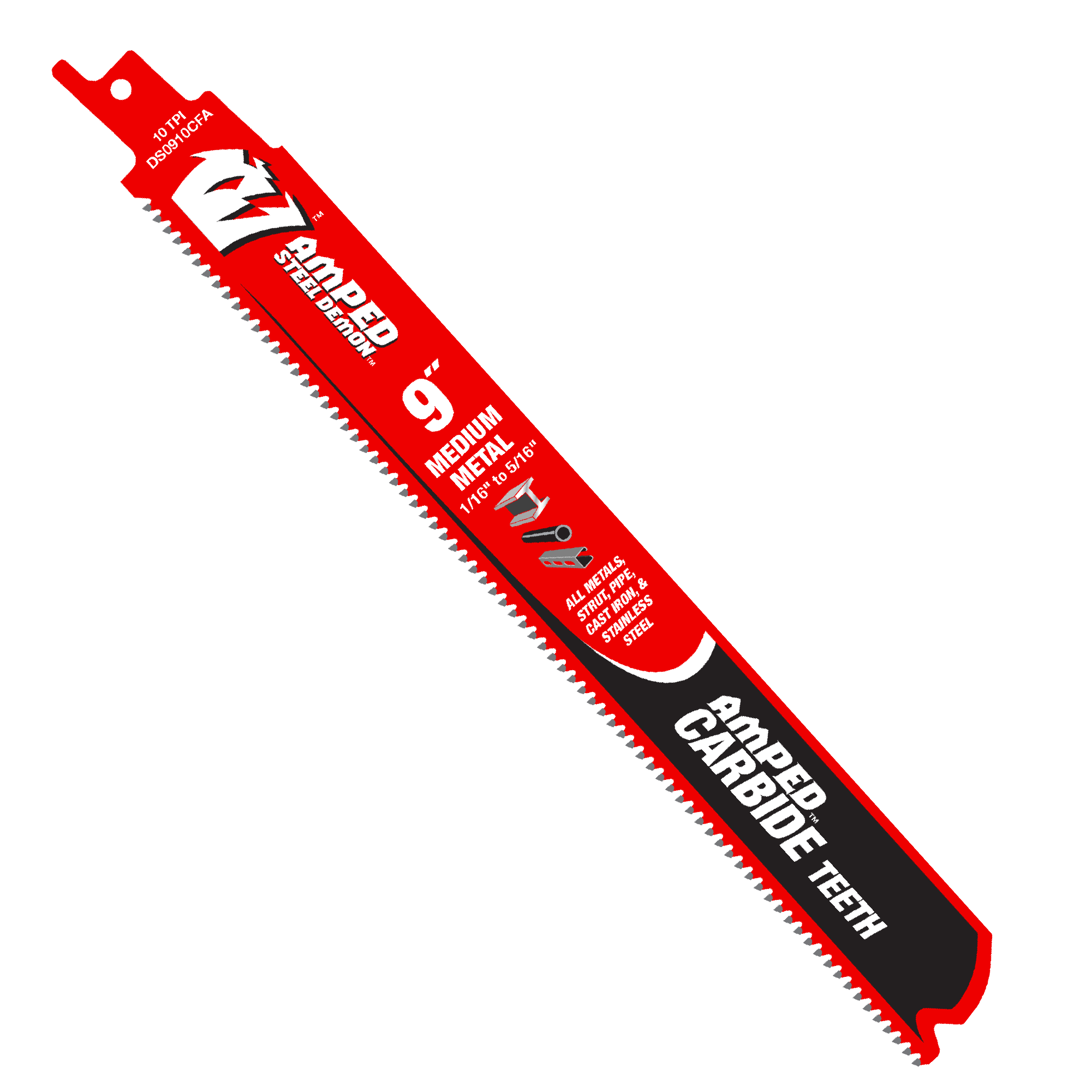 Diablo DS0910CFA3 9" 10TPI AMPED™ Steel Demon™ Carbide Teeth Reciprocating Saw Blades for Medium Metal (3-Pack)