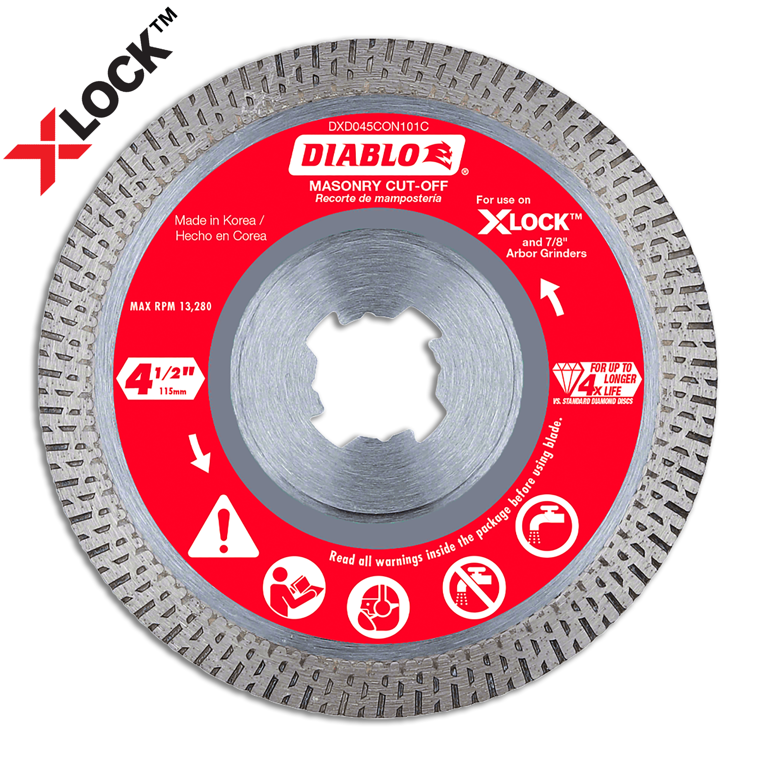Diablo DDX045CON101C 4-1/2" X-LOCK Diamond Continuous Rim Masonry Cut-Off Disc