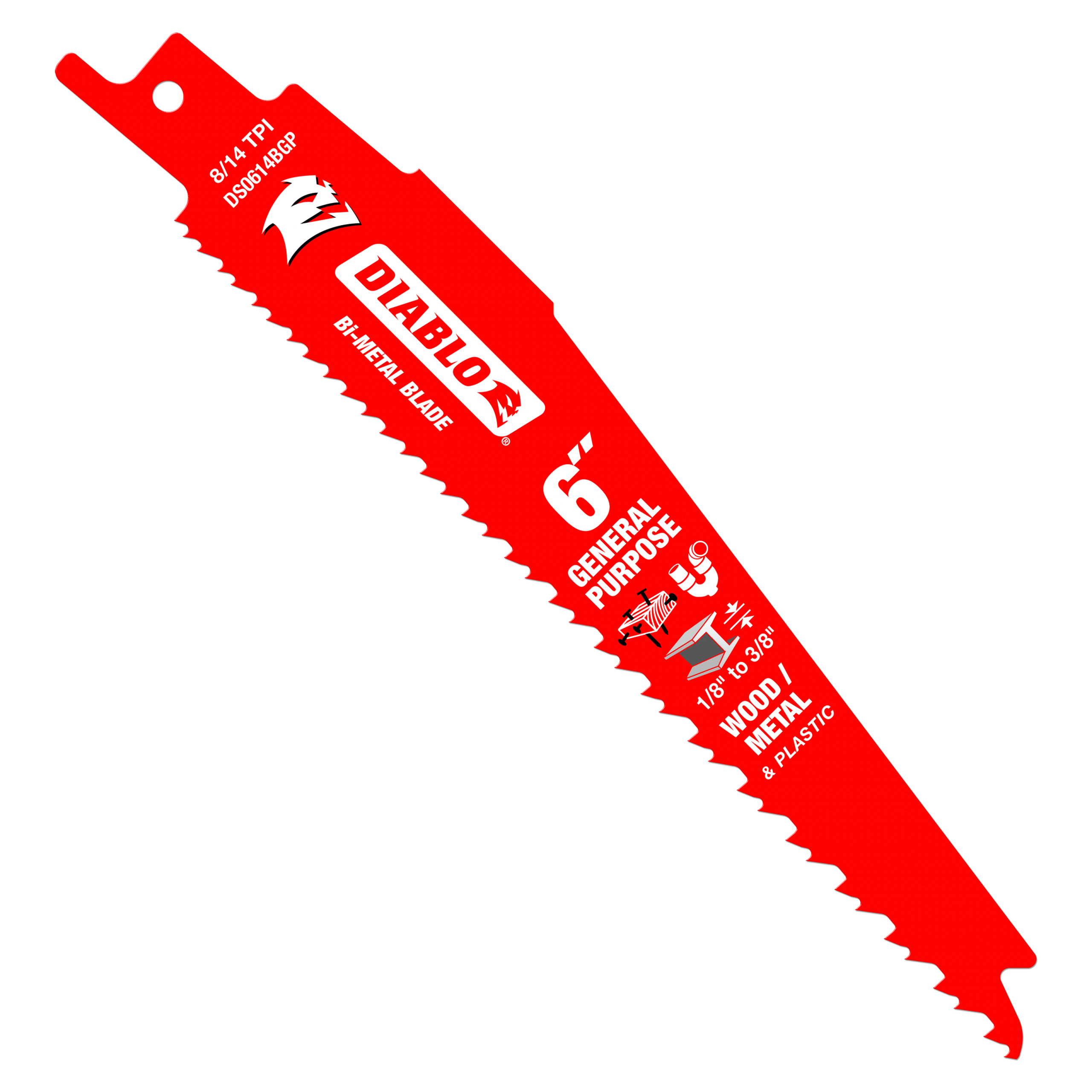 Diablo DS0614BGP2 6" 8/14TPI Bi-Metal Reciprocating Saw Blades for General Purpose Cuts (2-Pack)