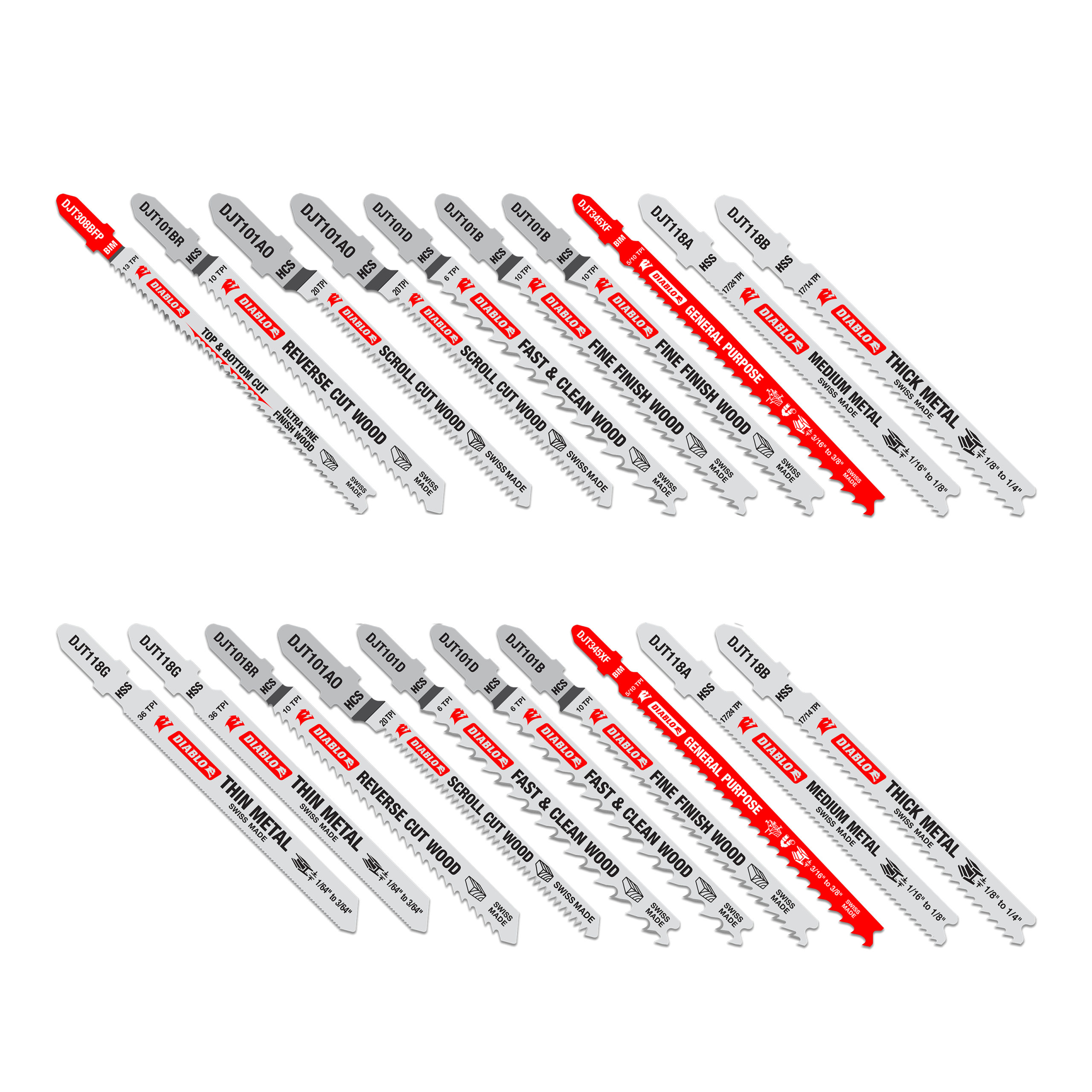 Diablo DJT20S Jig Saw Blade Set for Wood, Metal and Plastics (20-Piece)