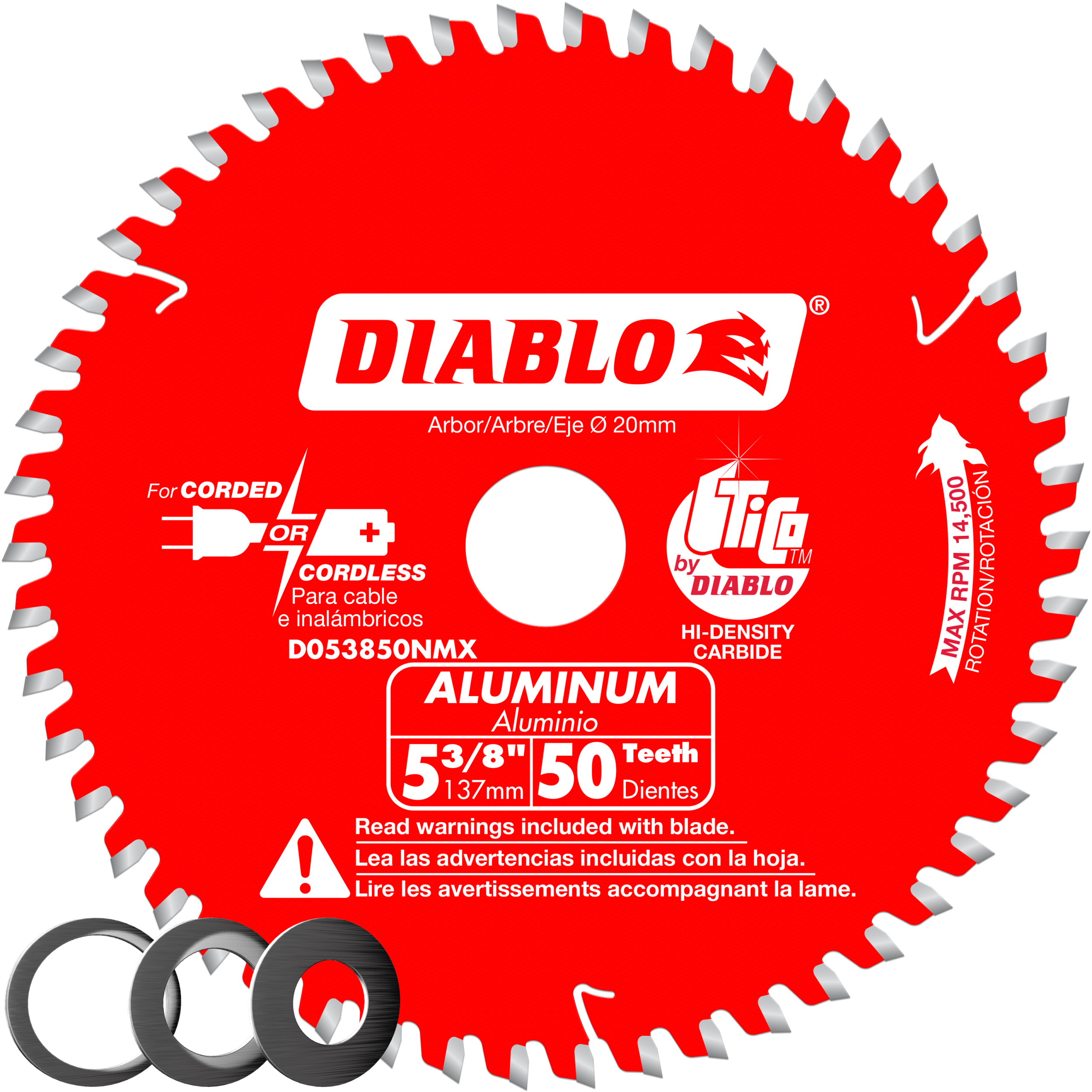 Diablo D053850NMX 5-3/8" x 50-Teeth Saw Blade for Medium Aluminum