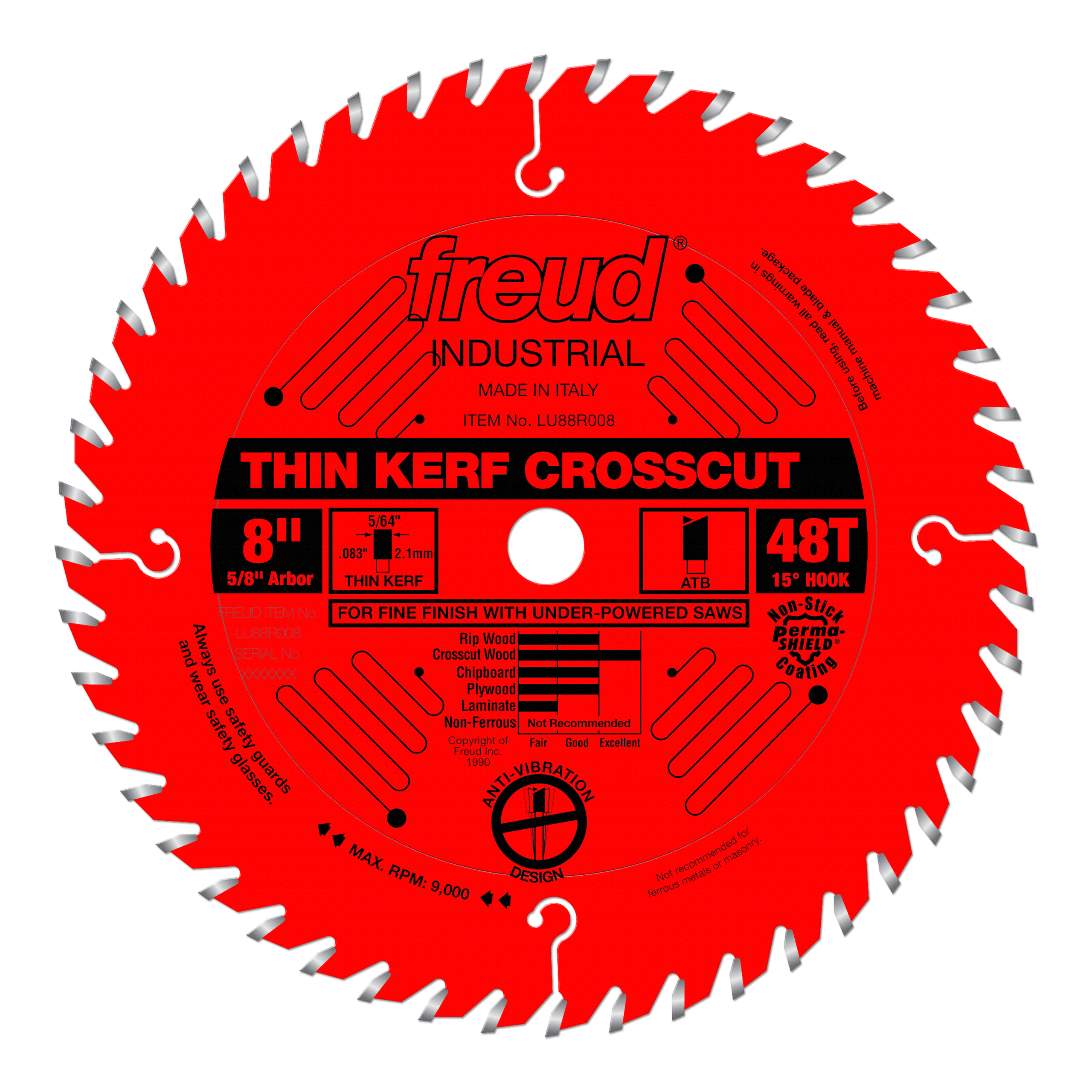 Freud LU88R008 8" Thin Kerf Fine Finish Crosscut Blade
